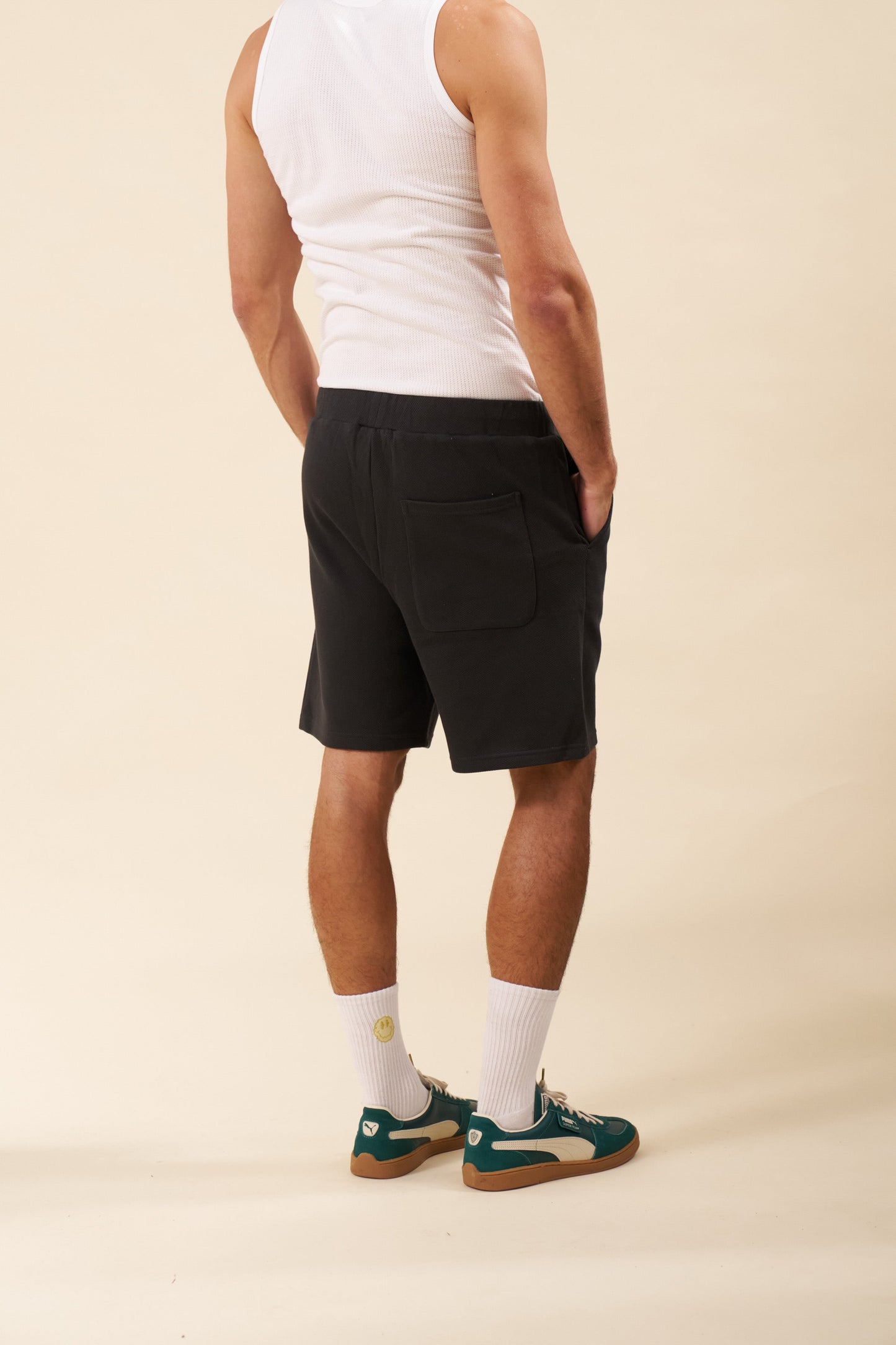 bound Pique Waffle Shorts - Black