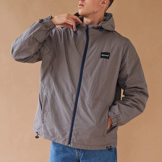 bound 'Digbeth' Check Wind Jacket - Beige & Blue