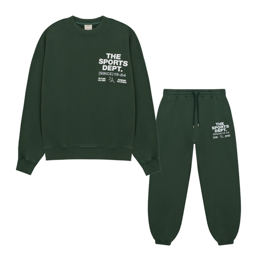 Vice 84 'The Sports Dept' Heavyweight Washed Sweater & Jogger Set - Green