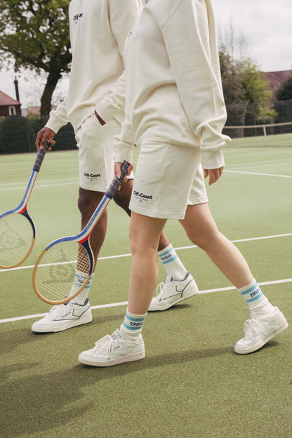 Vice 84 'Off-Court GSM' Half Zip Sweater & Shorts Set - Ecru