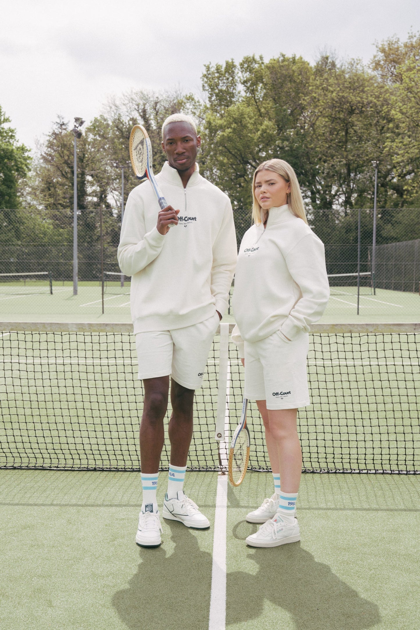 Vice 84 'Off-Court GSM' Half Zip Sweater & Shorts Set - Ecru