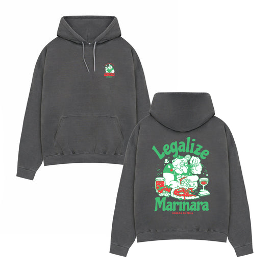 World Famous Gordos 'Legalize Marinara' Washed Hoodie - Black