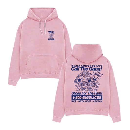 World Famous Gordos 'Call The Gang' Washed Hoodie - Pink