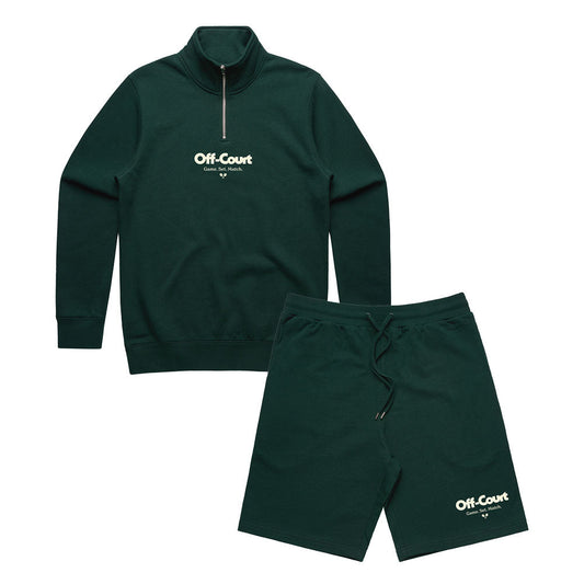 Vice 84 'Off-Court GSM' Half Zip Sweater & Shorts Set - Pine
