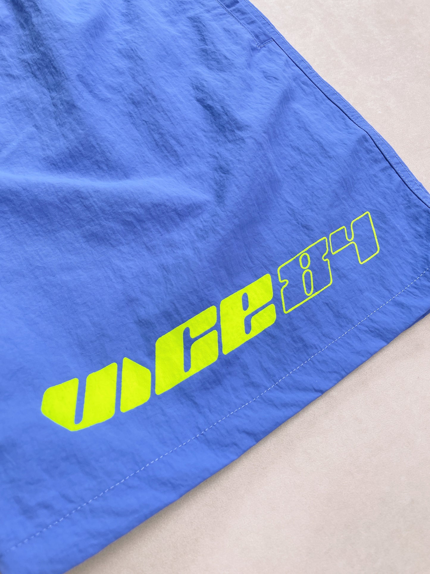 Vice 84 'Racer' Crinkle Recycled Swim Shorts - Pacific Blue