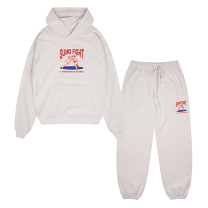A Thousand Futures 'Sumo Fight' Hoodie & Jogger Set - Ash