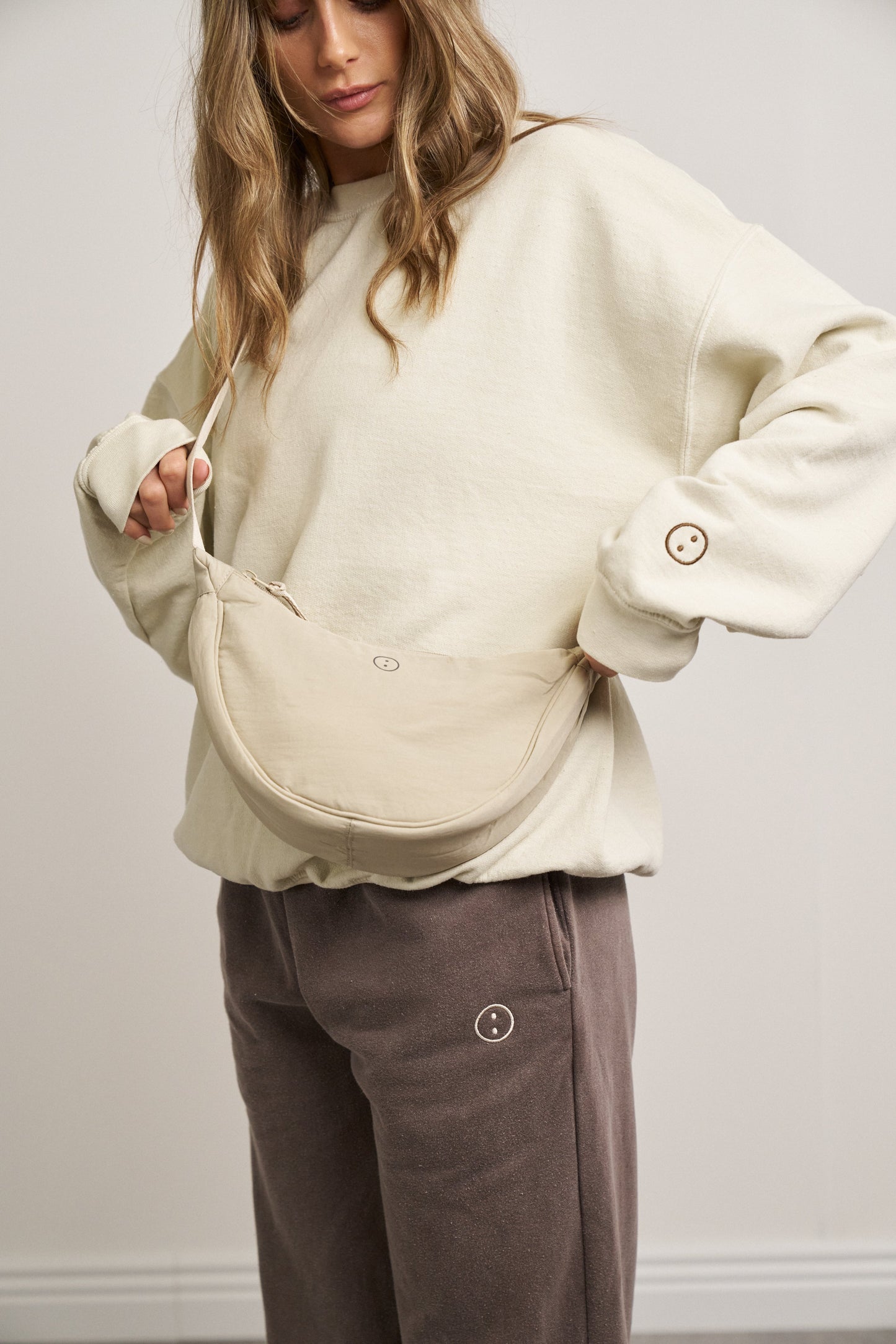 Essentials Oxford Nylon Cross Body Bag - Beige