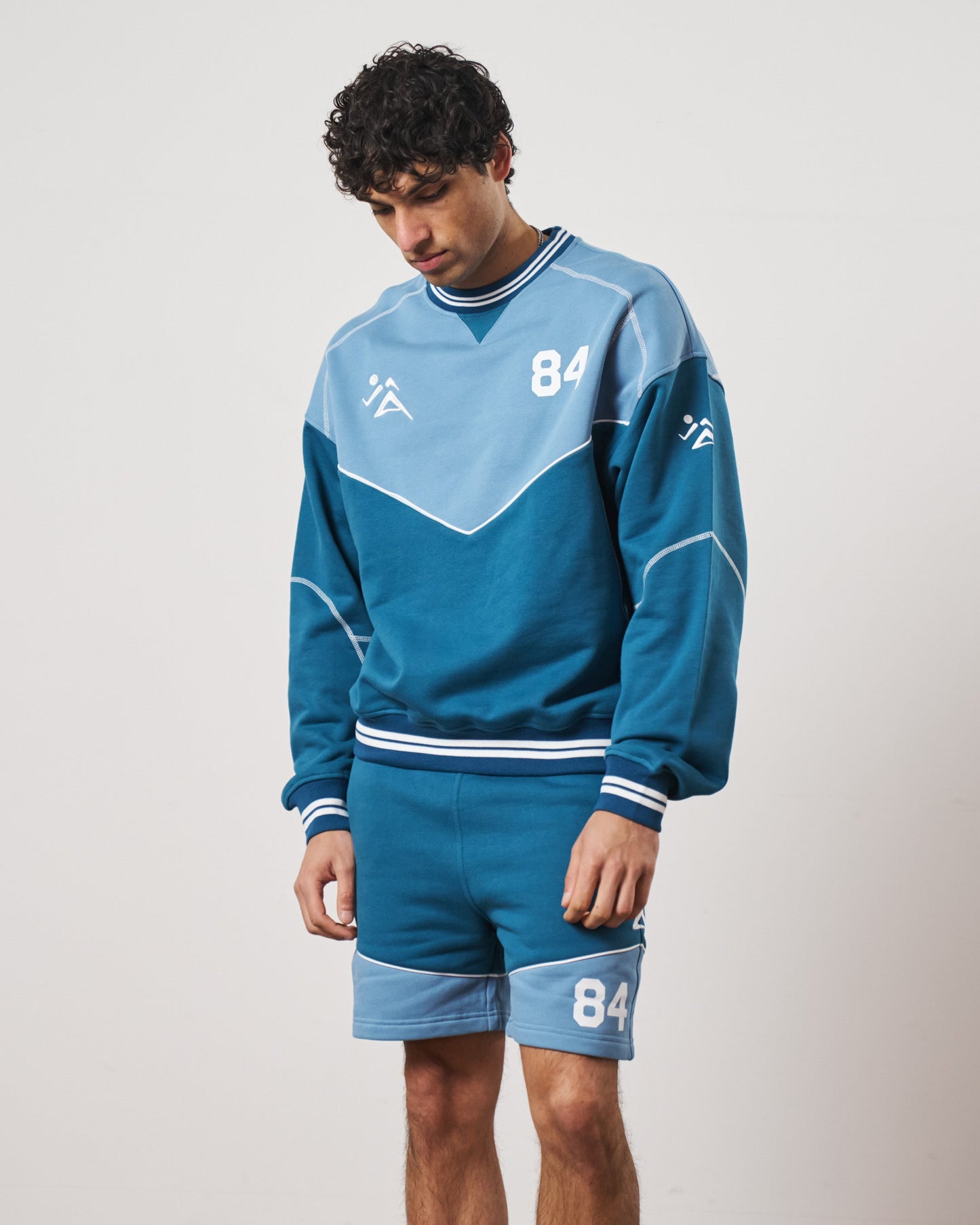 Vice 84 'Warm Up' Heavyweight Panel Jogger Shorts - Blue