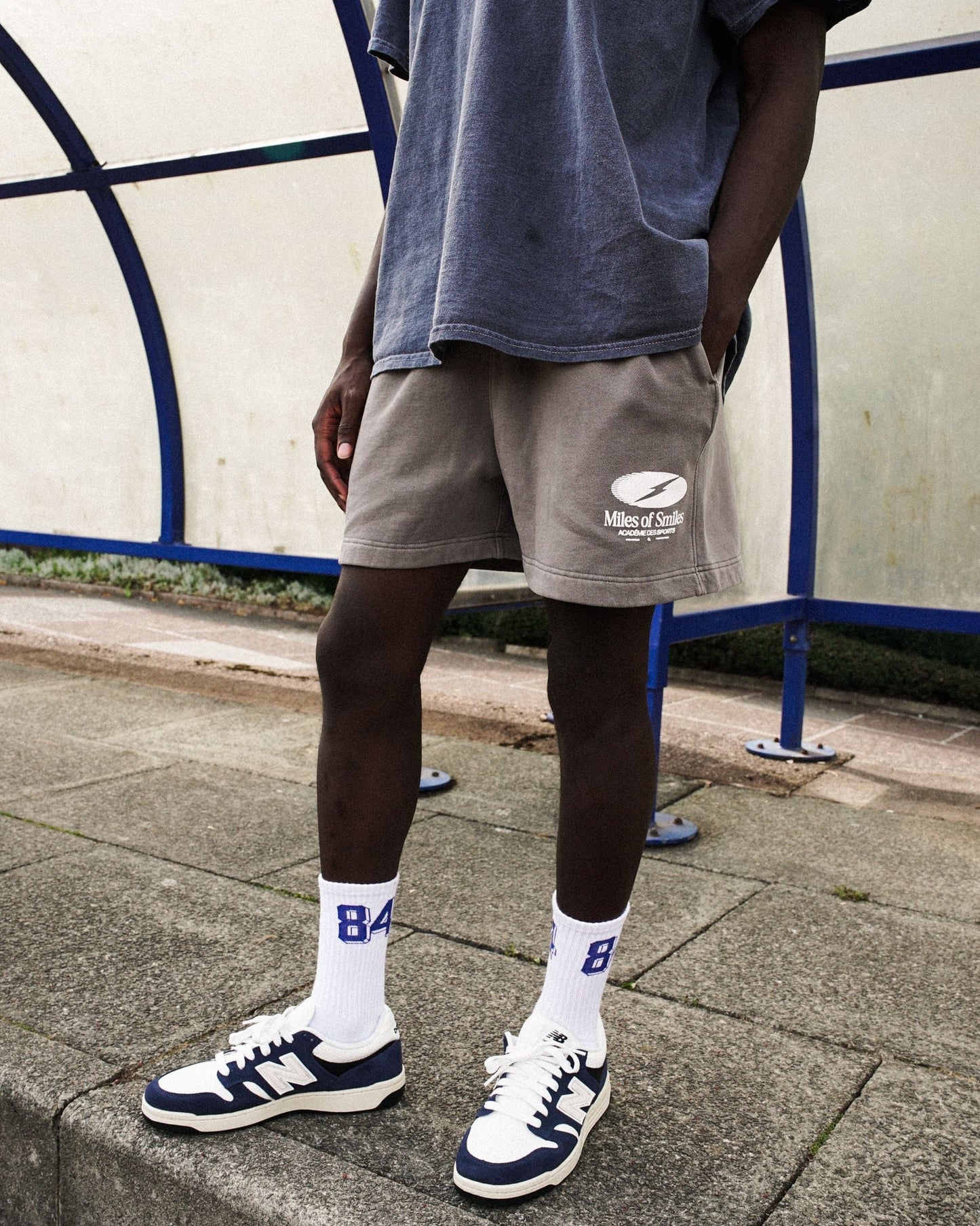 Vice 84 'Miles of Smiles' Jogger Shorts - Faded Grey