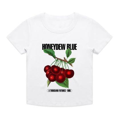 A Thousand Futures 'Honeydew Blue' Baby Tee - White