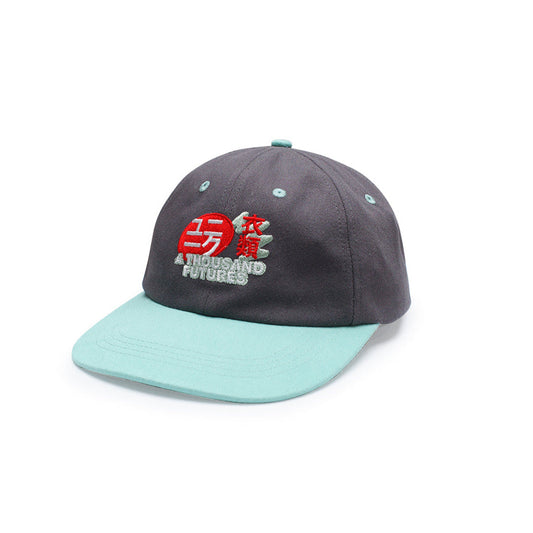 A Thousand Futures 'Lucky' Embroidered Cap - Charcoal / Mint