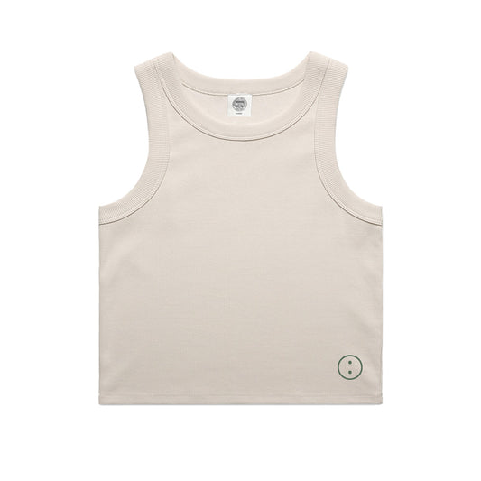 Essentials WMNS Embroidered Crop Rib Tank - Bone