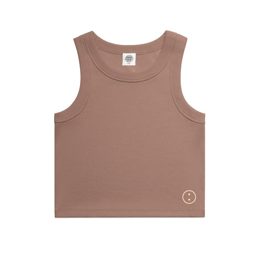 Essentials WMNS Embroidered Crop Rib Tank - Hazy Pink