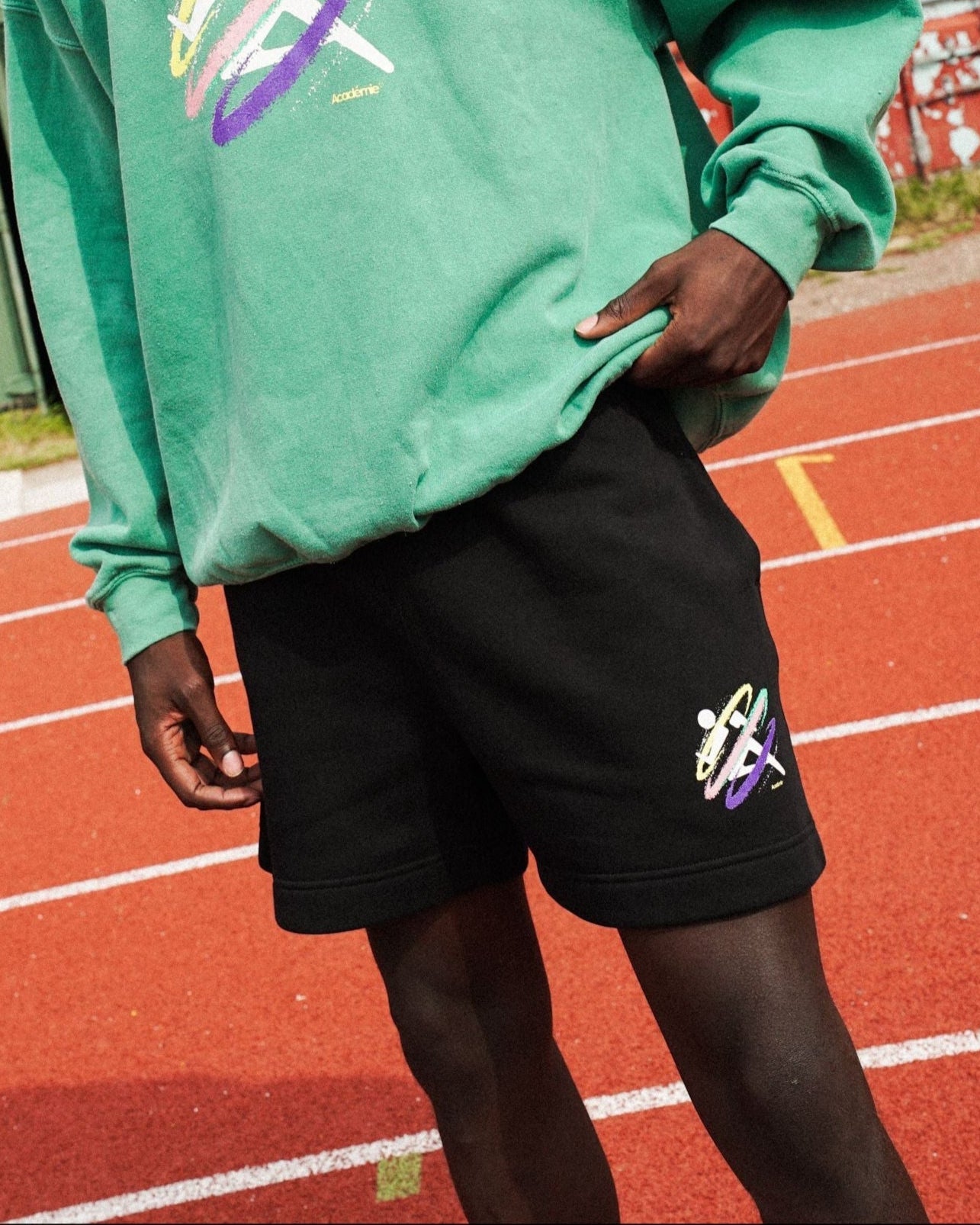 Vice 84 'Retro Spray' Jogger Shorts - Black